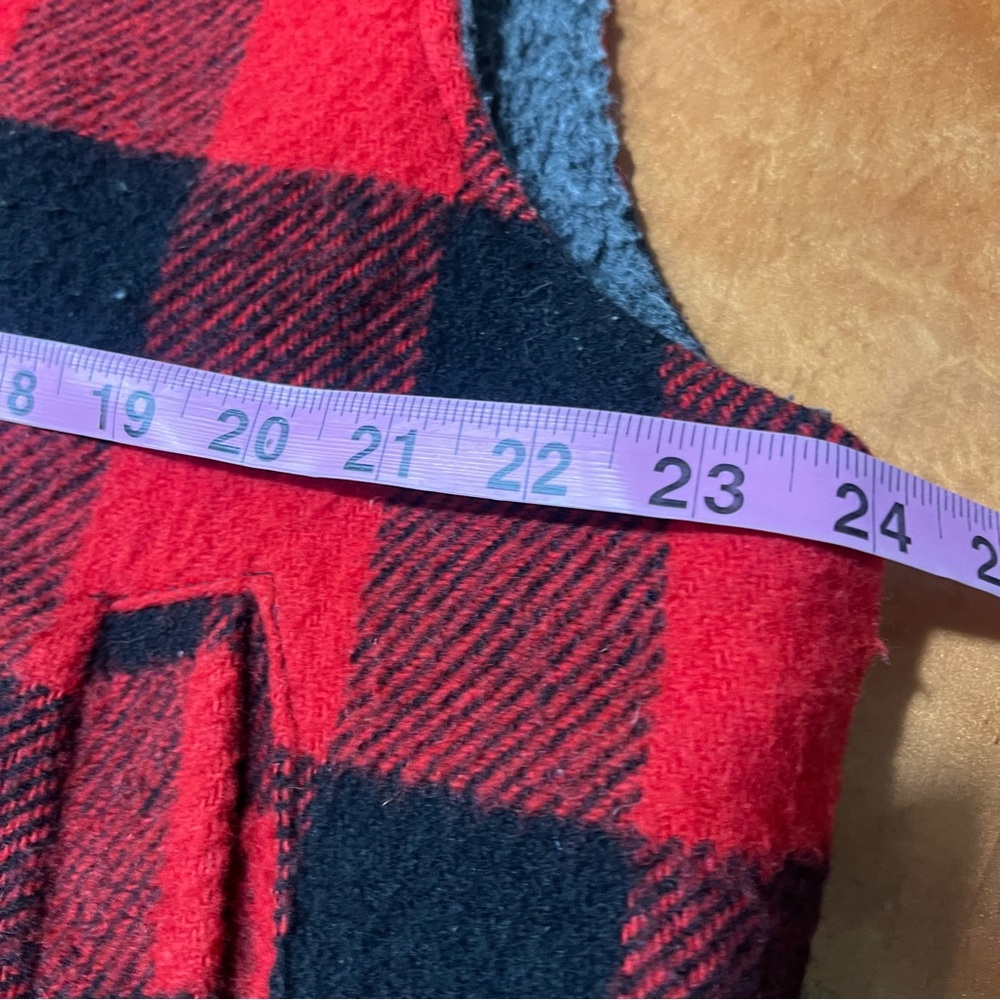 VTG Codet Wool Red Black Plaid full zip Vest large Made in Canada - Picture 12 of 13